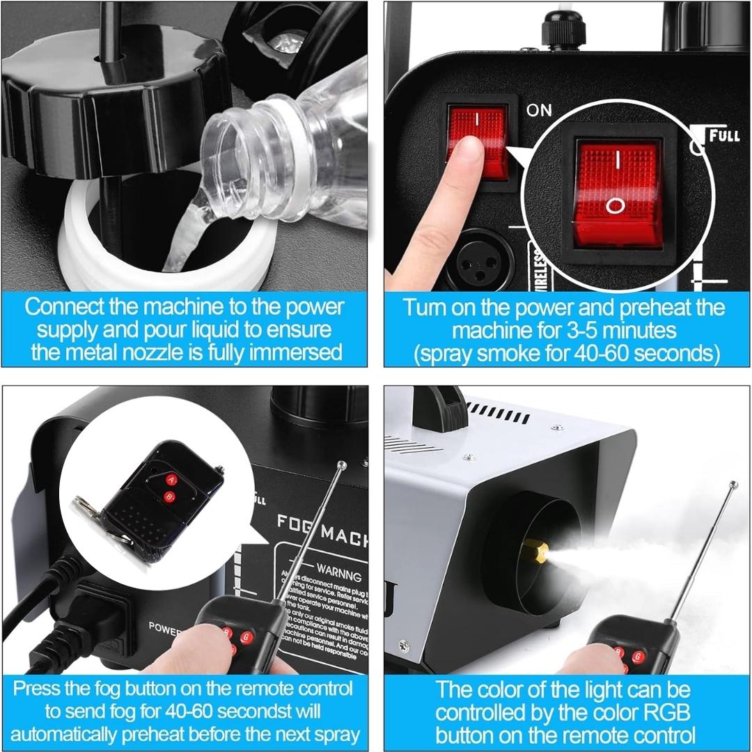 Remote Control 1200W Smoke Fog Machine for DJ KTV Club Stage Events