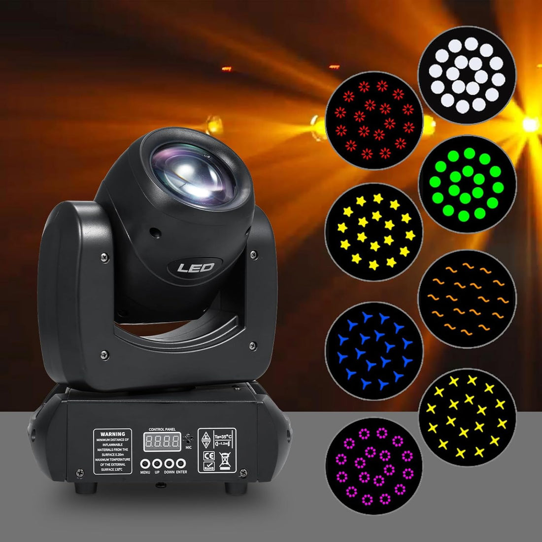 LED Moving Head 100W Beam Stage Light with 8 GOBOs 8 Colors 18 Prism Rotating Lights