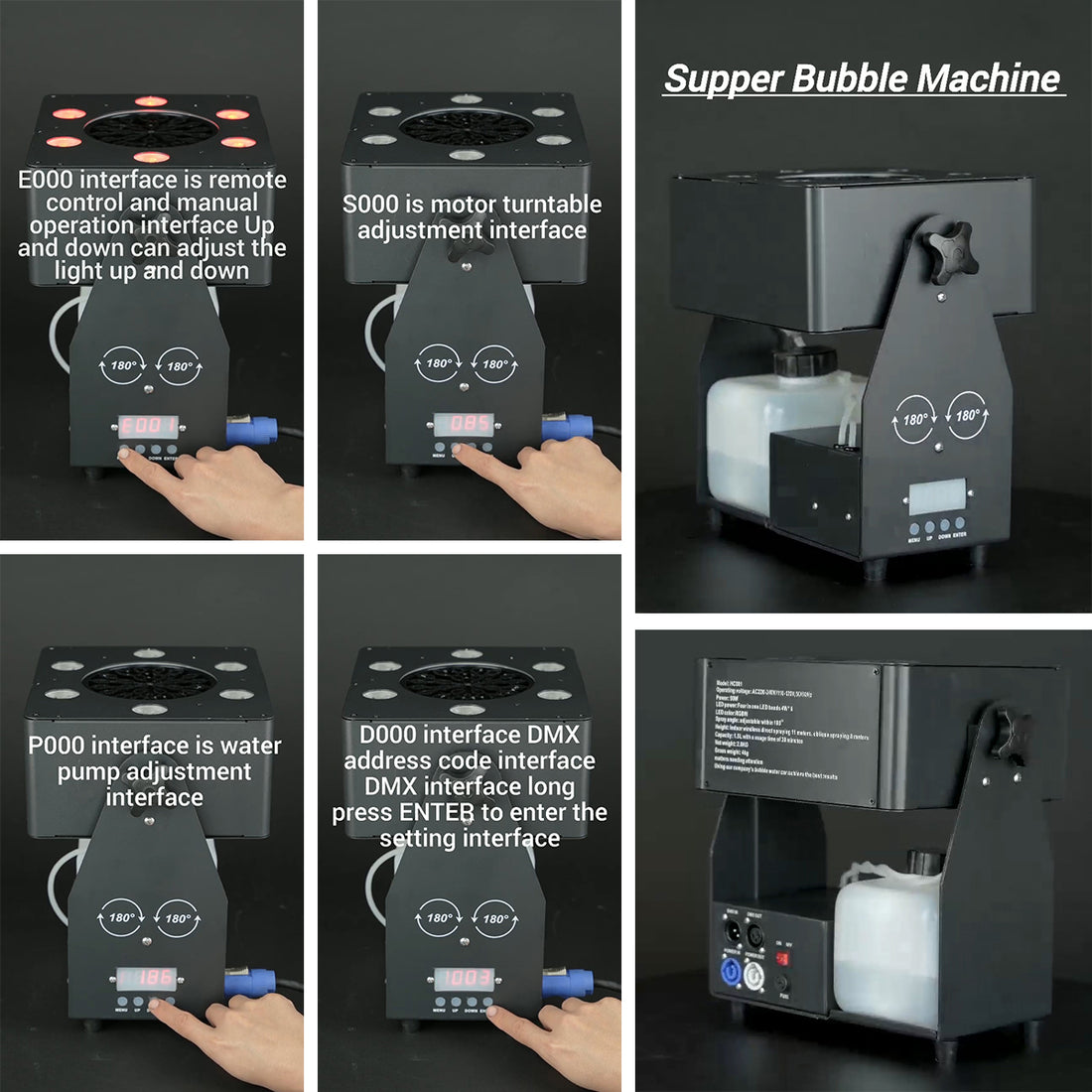 LED Bubble Machine 180° Spray Angle Remote Control for Stage Christmas Day Party Events Wedding