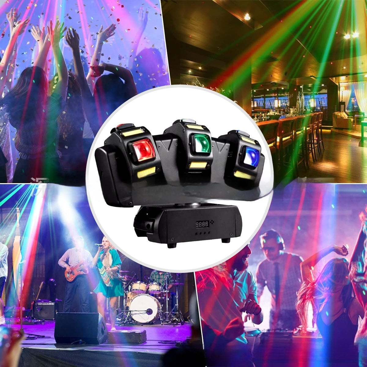 Three-Head Moving 12*10w Led Shaking Head Strobe Light 4-In-1 Golden Light