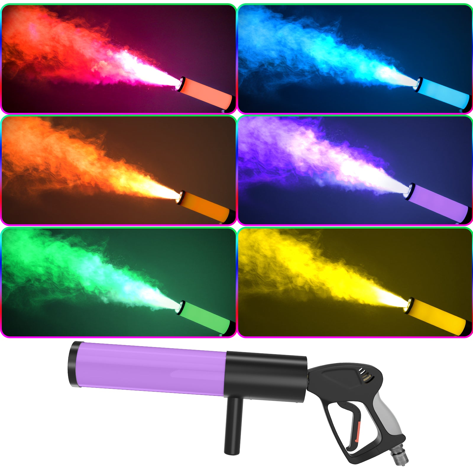 Co2 Smoke Gun Machine 6 Light Stage Effect Gas-Powered Hose Tube