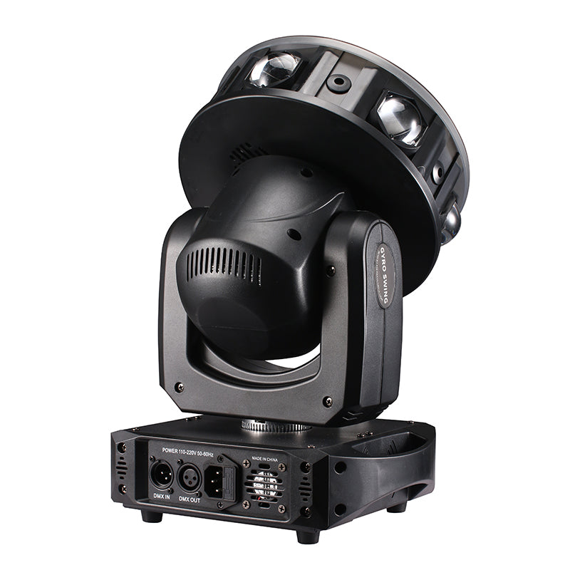LED Gyro Moving Head Light 150W XYZ 3-Axis Rotating RGBW Stage Light with Strobe Beam Wash Laser Effects DJ Lights
