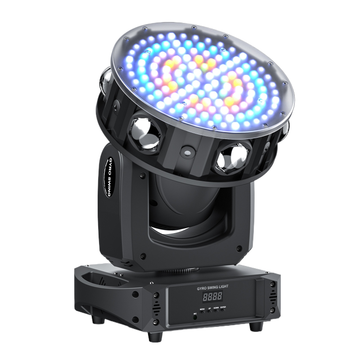 LED Gyro Moving Head Light 150W XYZ 3-Axis Rotating RGBW Stage Light with Strobe Beam Wash Laser Effects DJ Lights