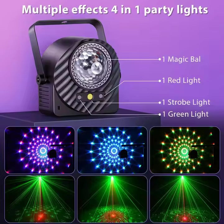 Three-in-one Kaleidoscope RGB Laser Magic Ball Disco Light