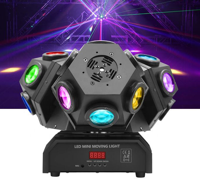 Three Heads 18 LED Rotating Moving Led Laser Effect Light DJ Disco Par ...