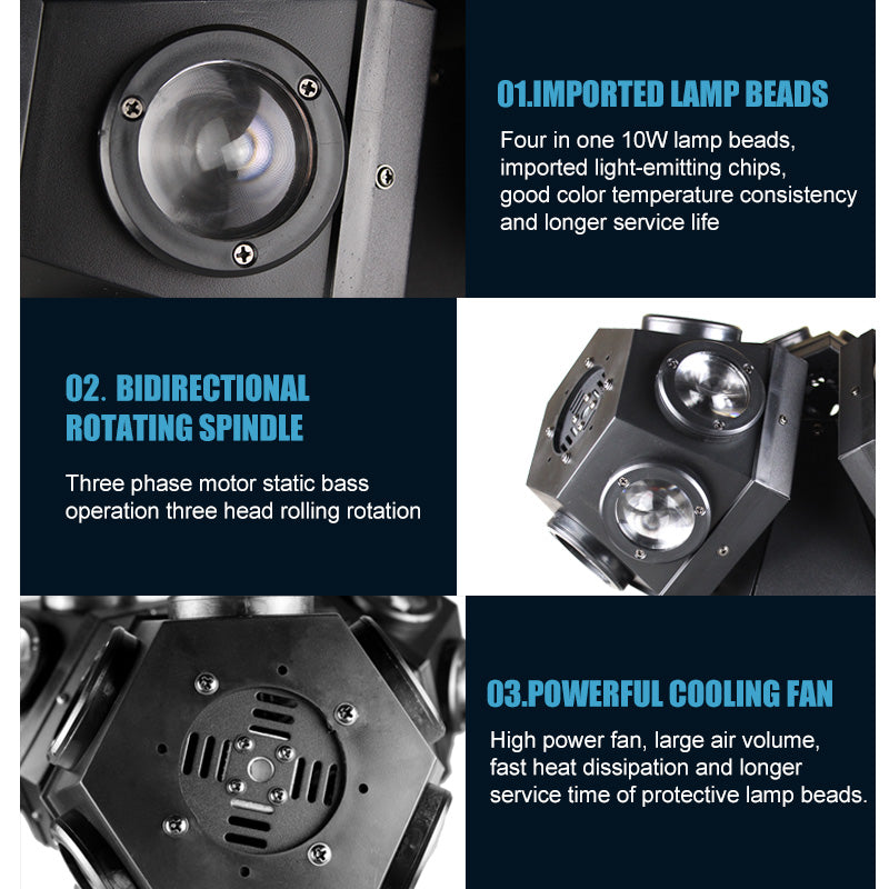 Three Heads 18 LED Rotating Moving Led Laser Effect Light DJ Disco Party Club