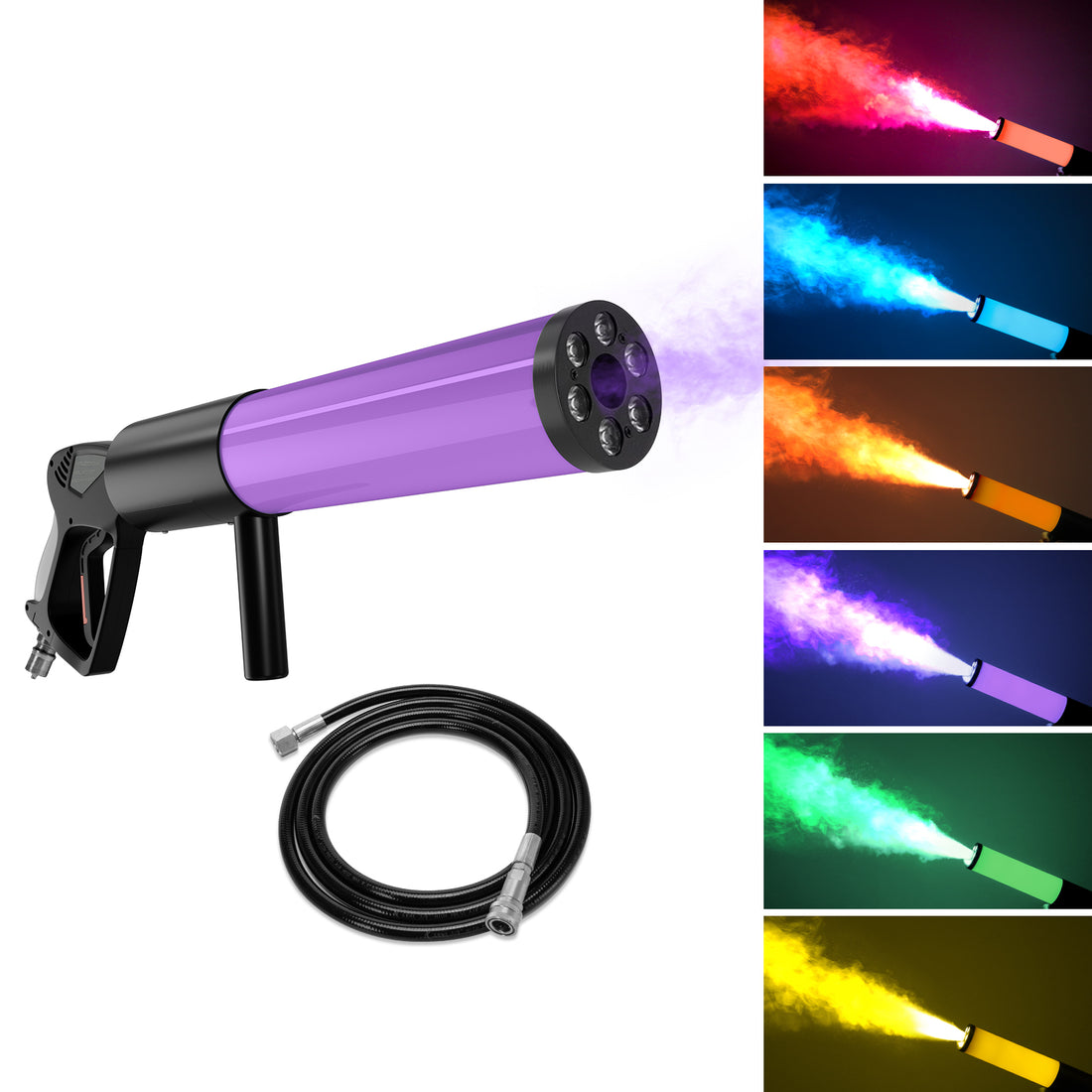 Co2 Smoke Gun Machine 6 Light Stage Effect Gas-Powered Hose Tube