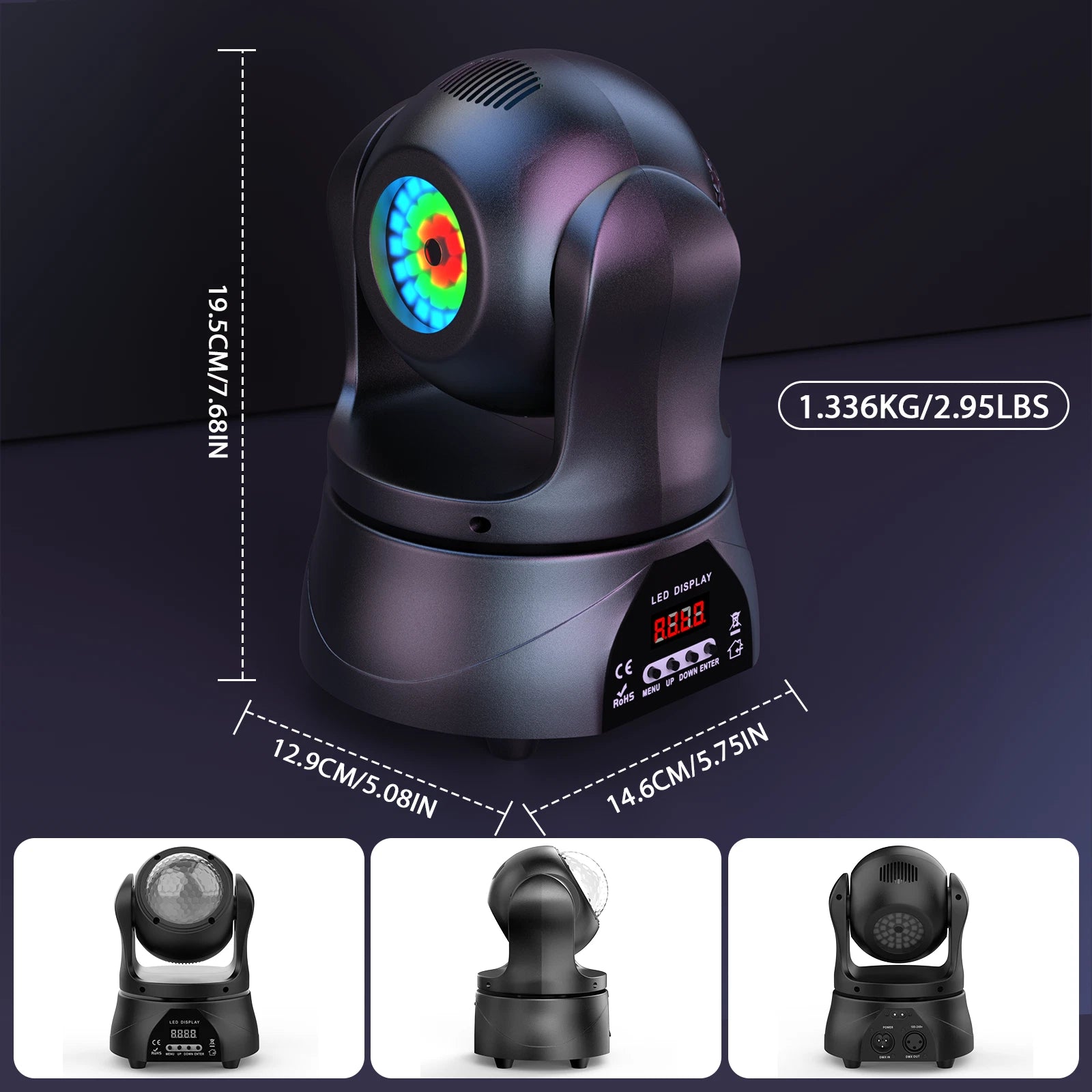 Mini Moving Head Lamp Kaleidoscope Starry Laser Light