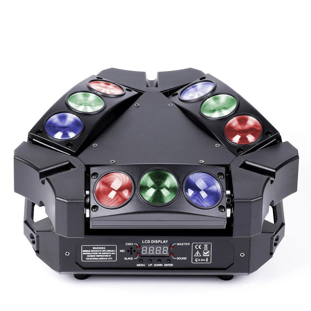 LED 9pcs Spider Moving Head RGB DMX Stage Beam Lighting DJ Disco Party KTV Projector