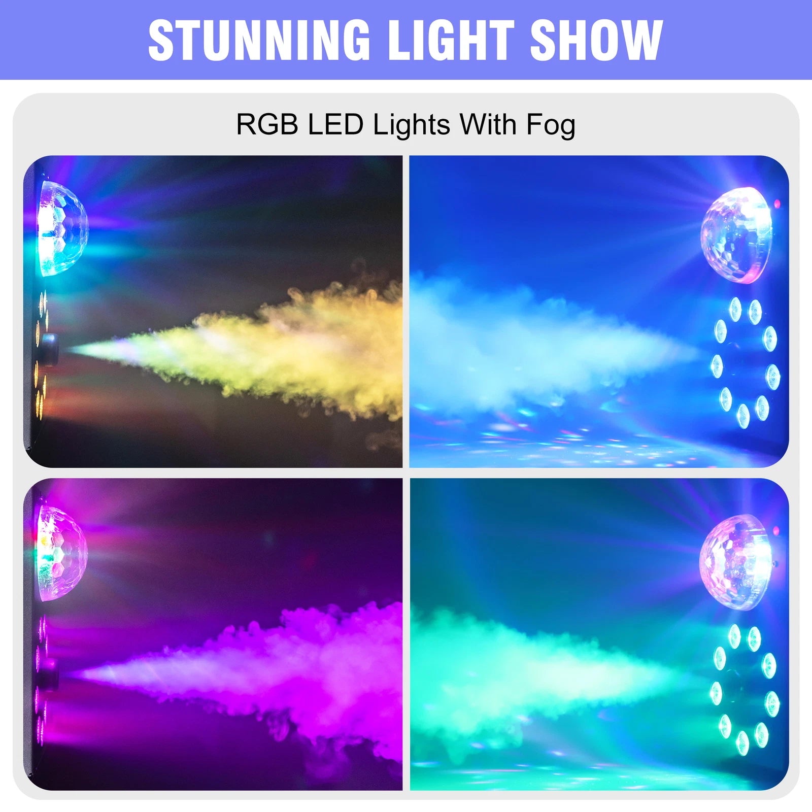 700W Fog Smoke Machine with 9  LED Colorful andDisco Ball Light