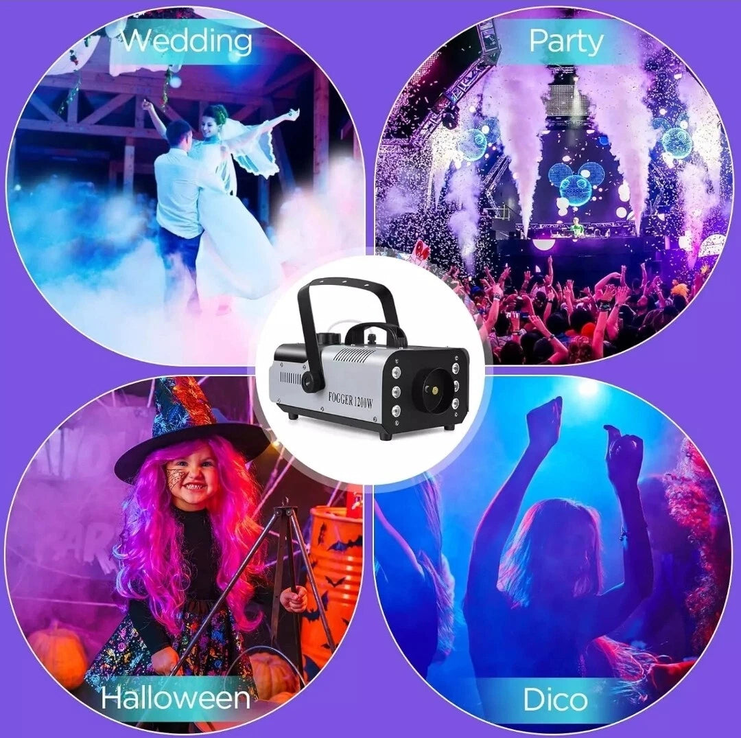 RGB 6 LED 1200W Smoke Fog Machine with Remote Control DJ Party Stage Wedding