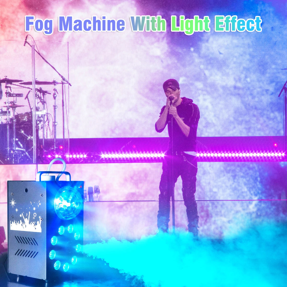 700W Fog Smoke Machine with 9  LED Colorful andDisco Ball Light