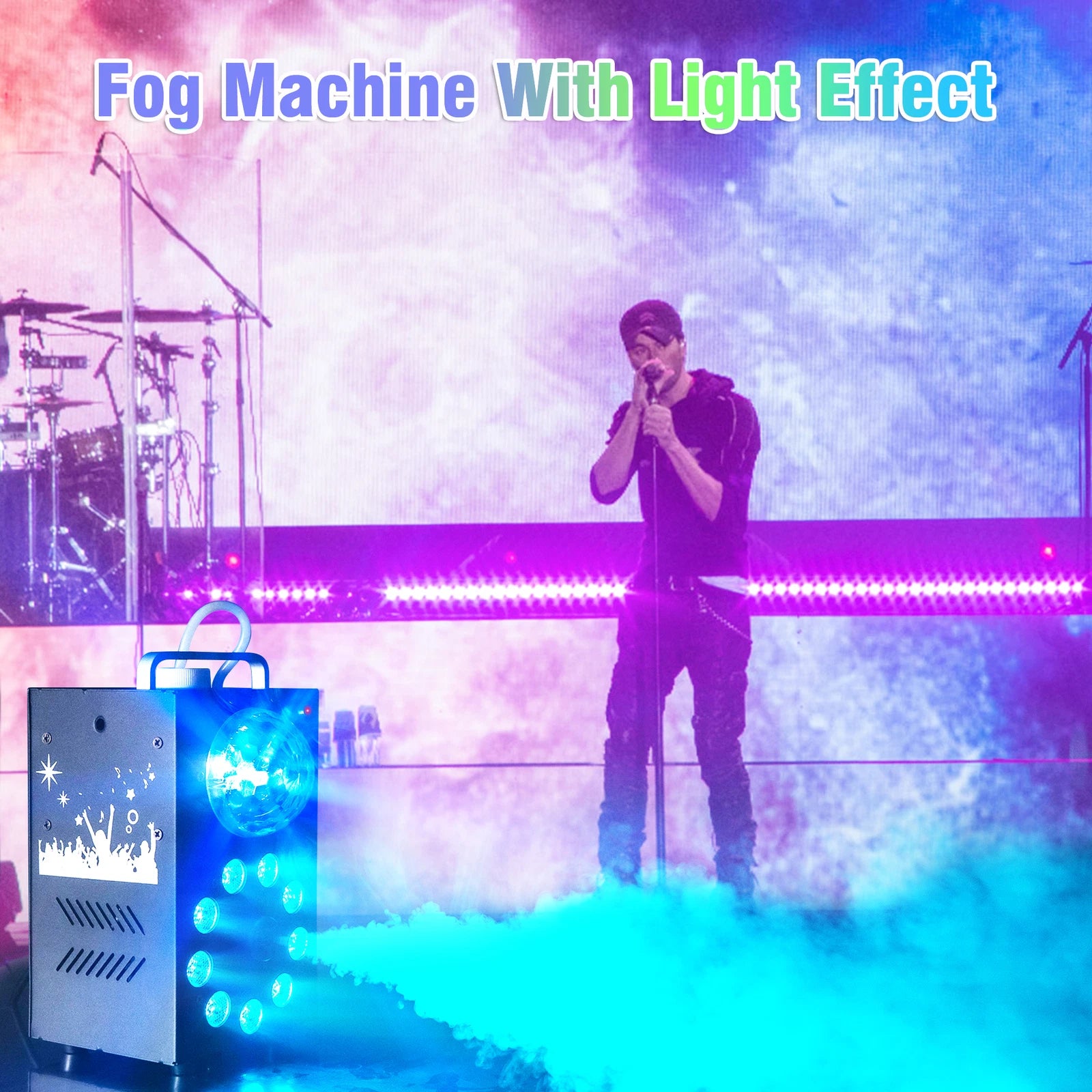700W Fog Smoke Machine with 9  LED Colorful andDisco Ball Light