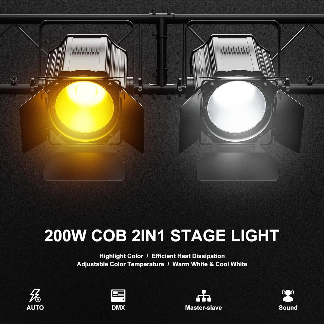 COB 200W LED Par Light DJ Party Stage Light Blinder Spot Lighting