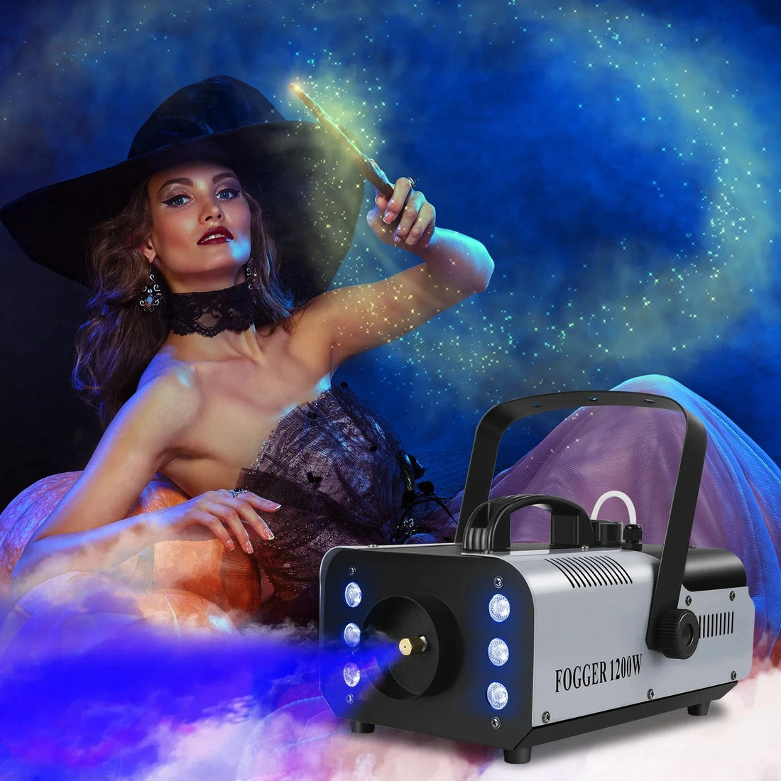 RGB 6 LED 1200W Smoke Fog Machine with Remote Control DJ Party Stage Wedding