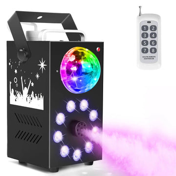 700W Fog Smoke Machine with 9  LED Colorful andDisco Ball Light