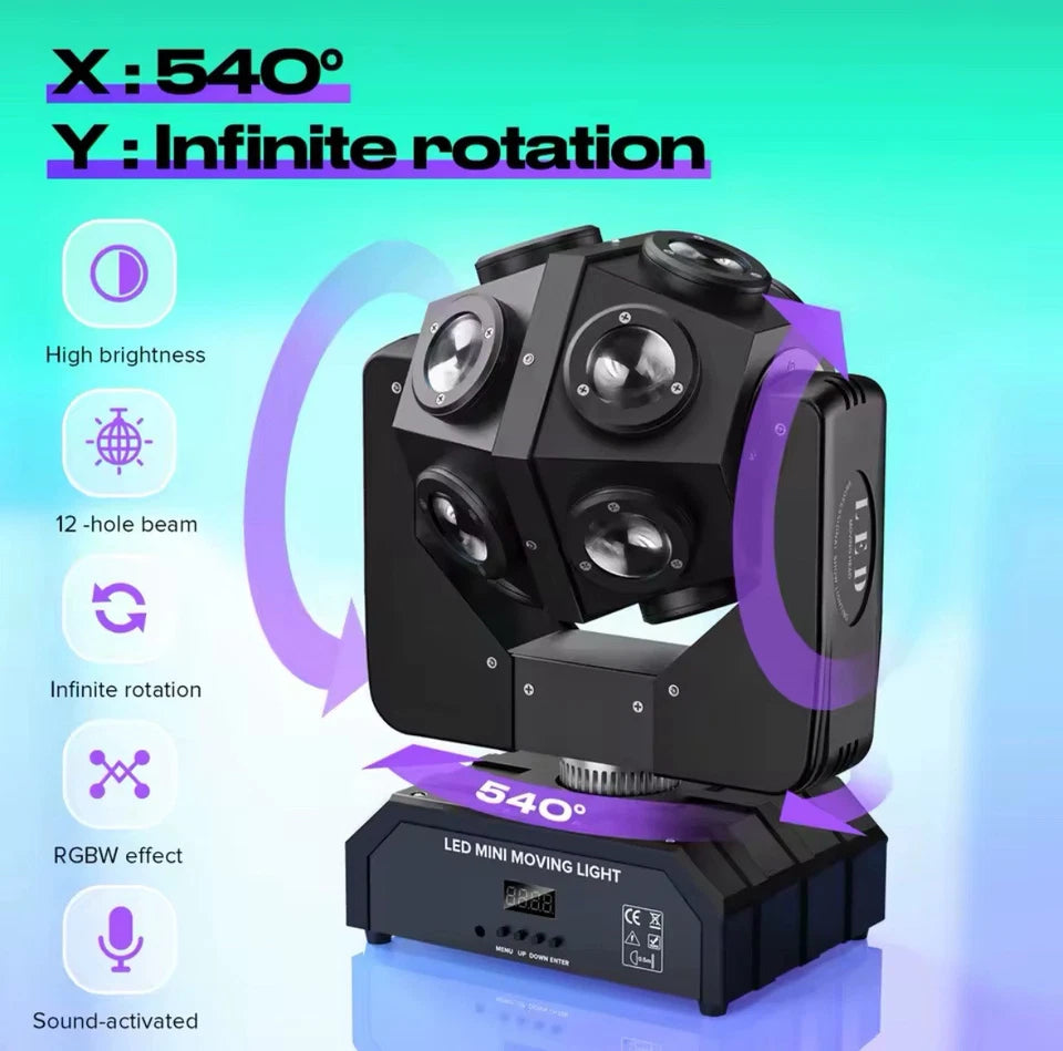 Dj Lights 12Pcs 10W Rgbw 4In1 Moving Light Disco Ball for Disco Party Club Bar Dj Show